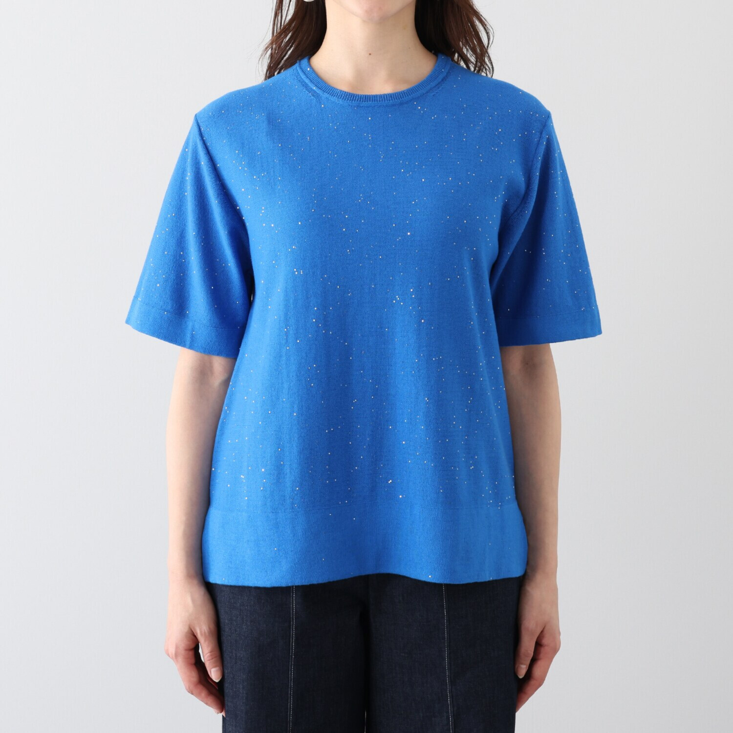 ソアージュ 極小スパンコールを ちりばめたスターダストな 煌めき！ 綿１００％ ニットプルオーバー