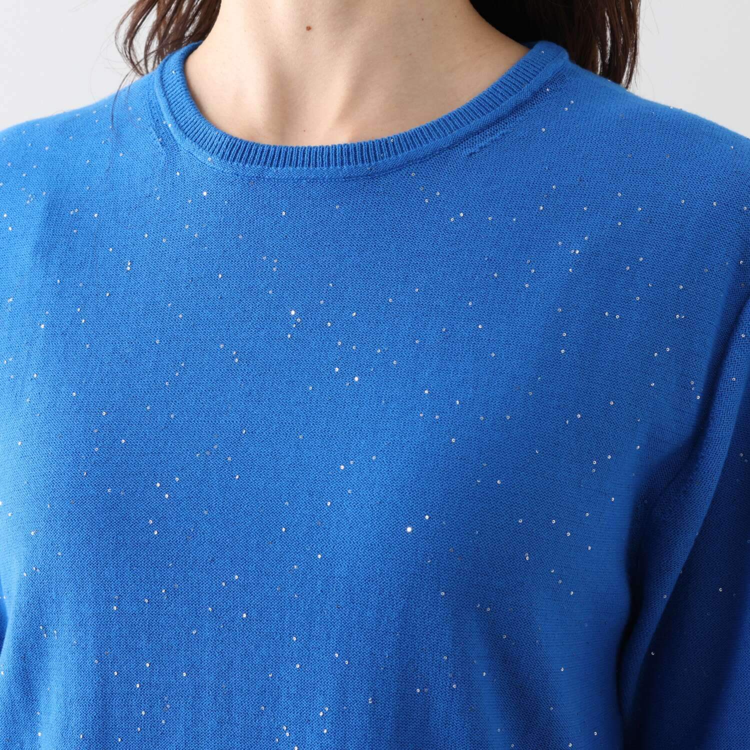ソアージュ 極小スパンコールを ちりばめたスターダストな 煌めき！ 綿１００％ ニットプルオーバー