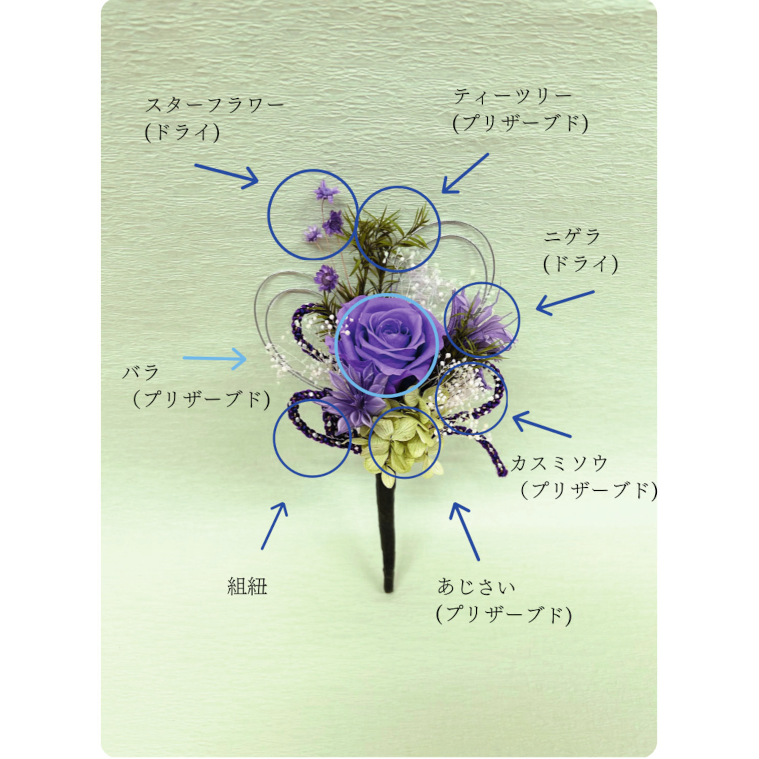 アトリエ・モノ プリザーブドフラワー 想いを紡ぐ心結び 華供花 ＜長月凛香る＞