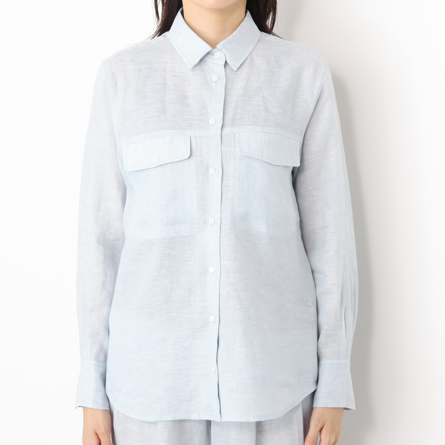 亀　恭子セレクト！ パールアンドクイーン フランス・ ノルマンディー産 プラチナプレミアムリネン １００％ ダブルポケットシャツ