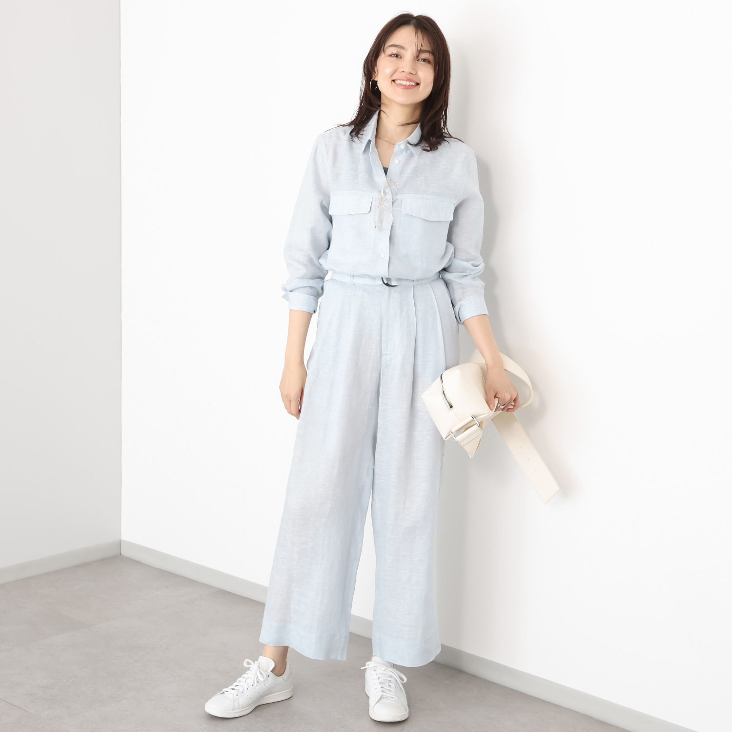 亀　恭子セレクト！ パールアンドクイーン フランス・ ノルマンディー産 プラチナプレミアムリネン １００％ ダブルポケットシャツ