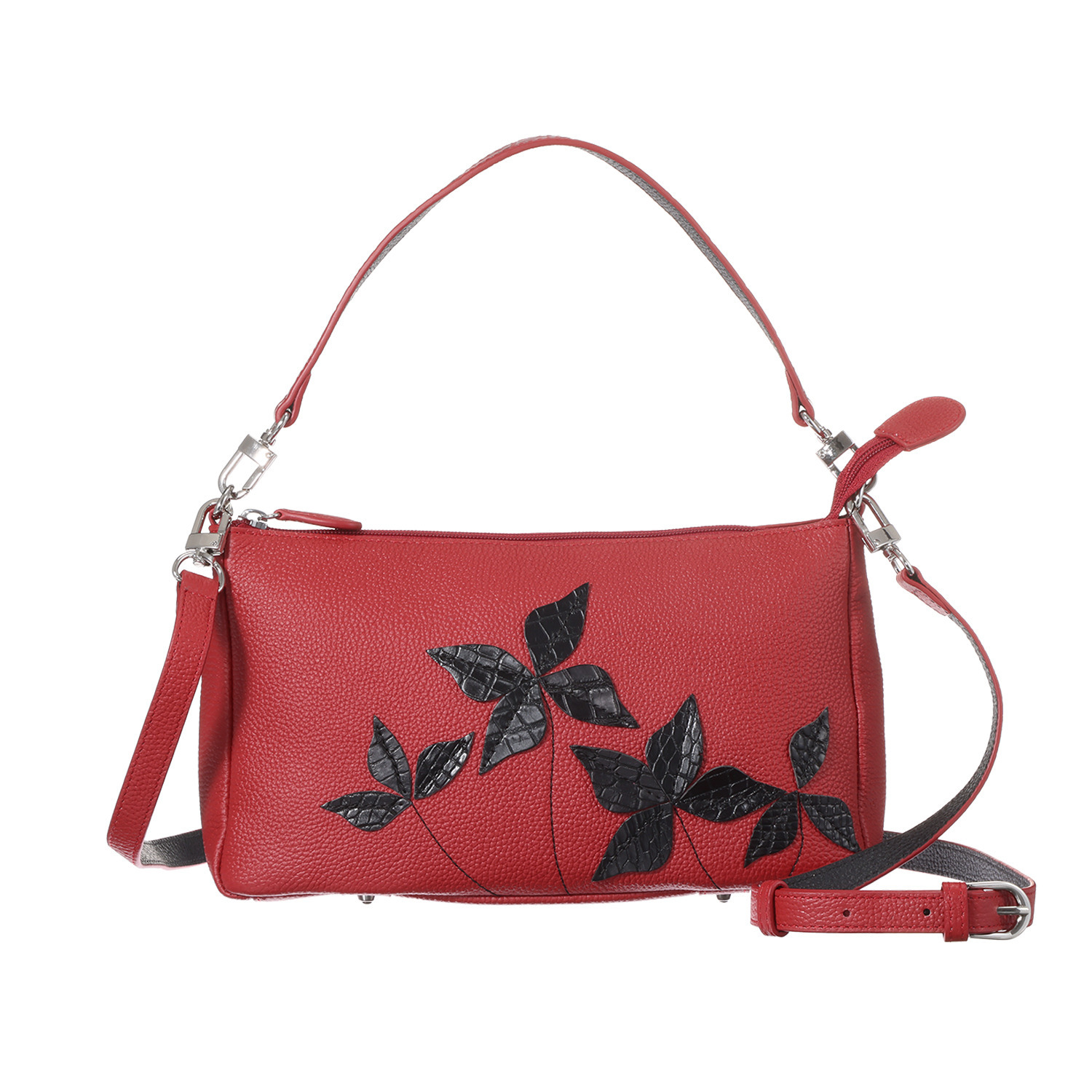 アランチャ クロコ使いリーフデザイン ２ウェイ ショルダーバッグ