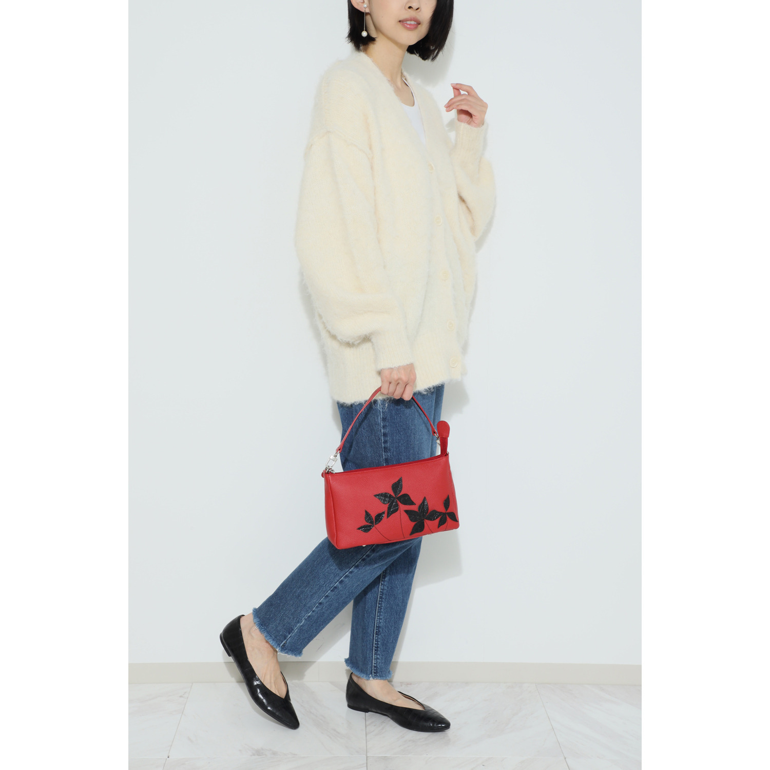 アランチャ クロコ使いリーフデザイン ２ウェイ ショルダーバッグ