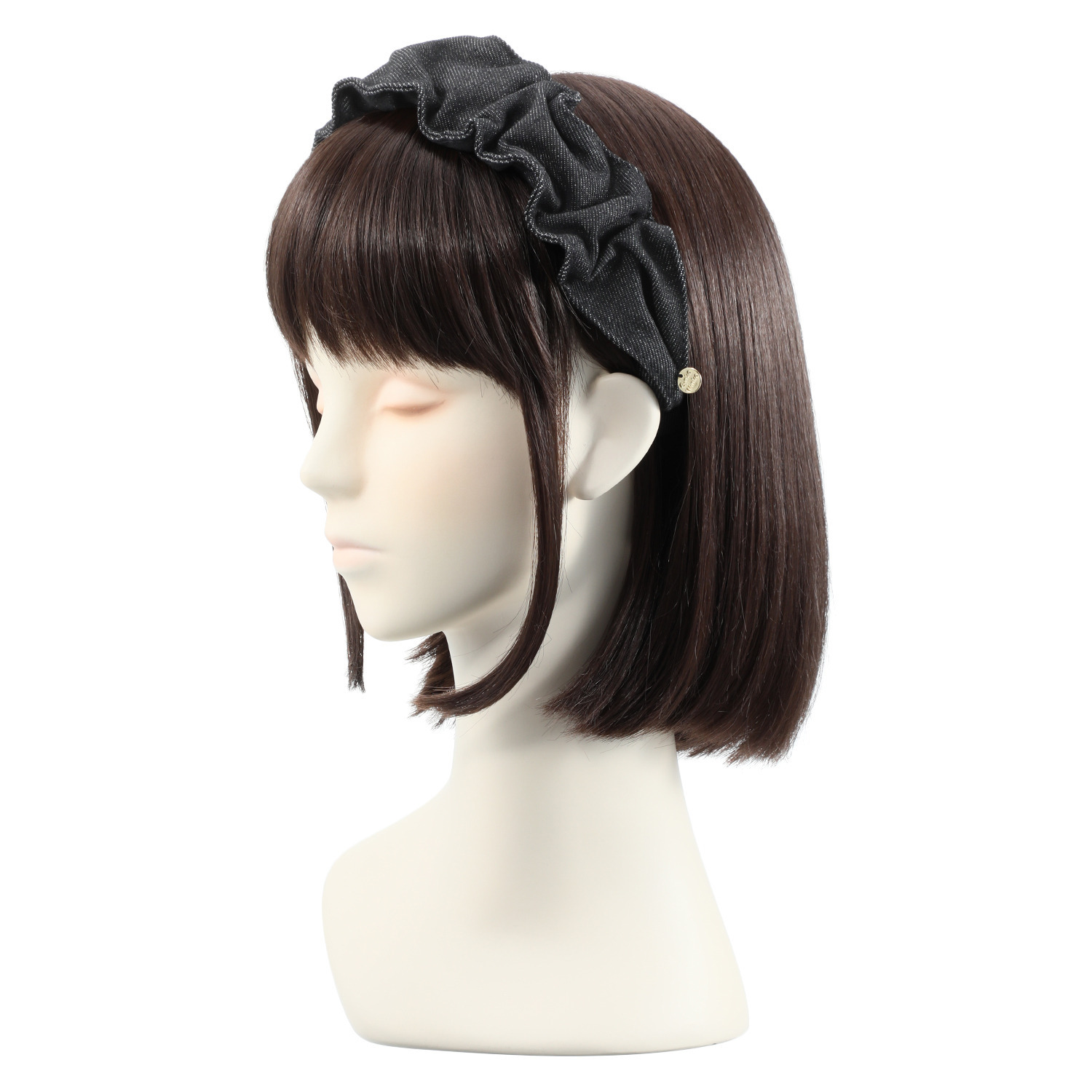 ギンカウィンカ デニムカチューシャ＆ フェイクミンク ボールクリップ