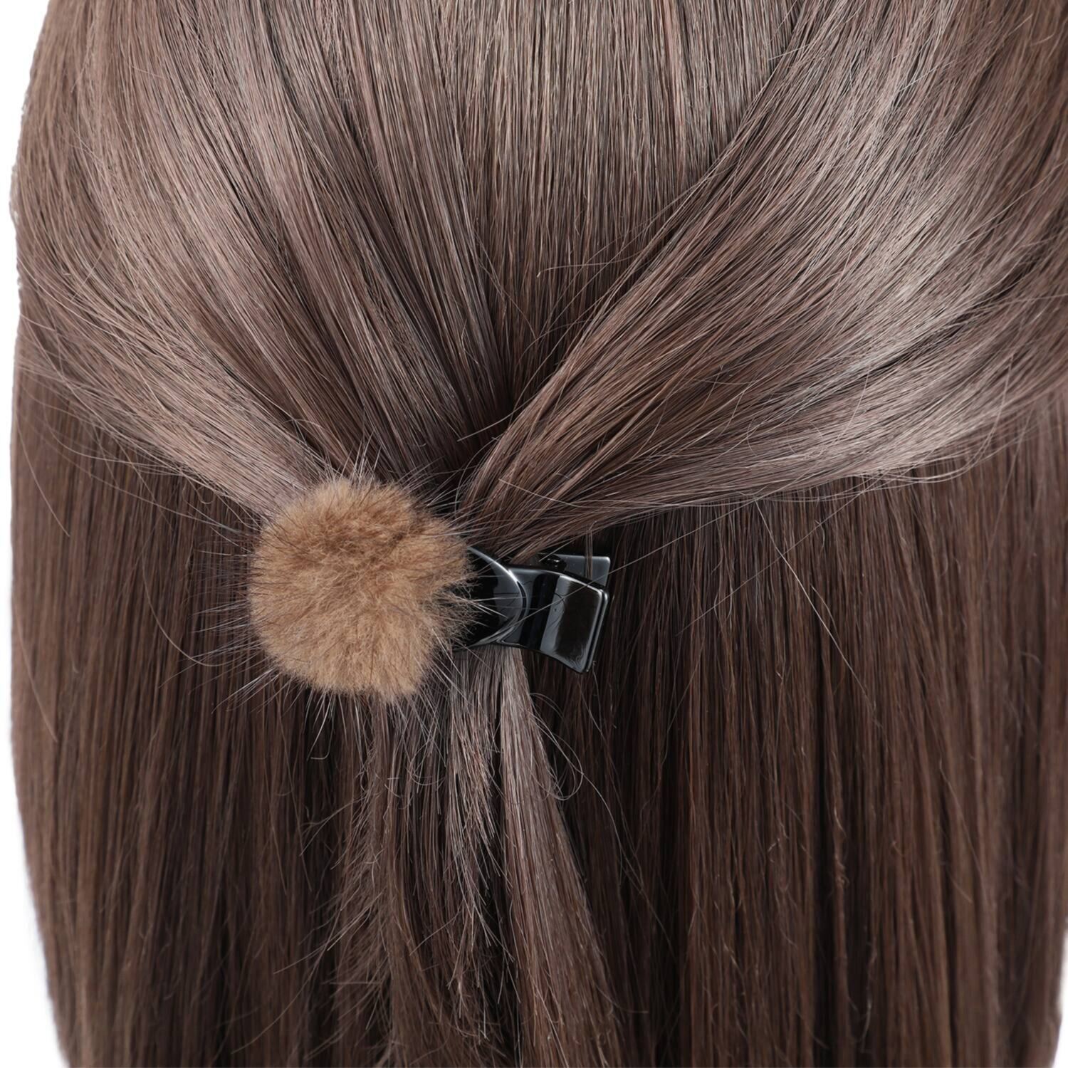 ギンカウィンカ デニムカチューシャ＆ フェイクミンク ボールクリップ