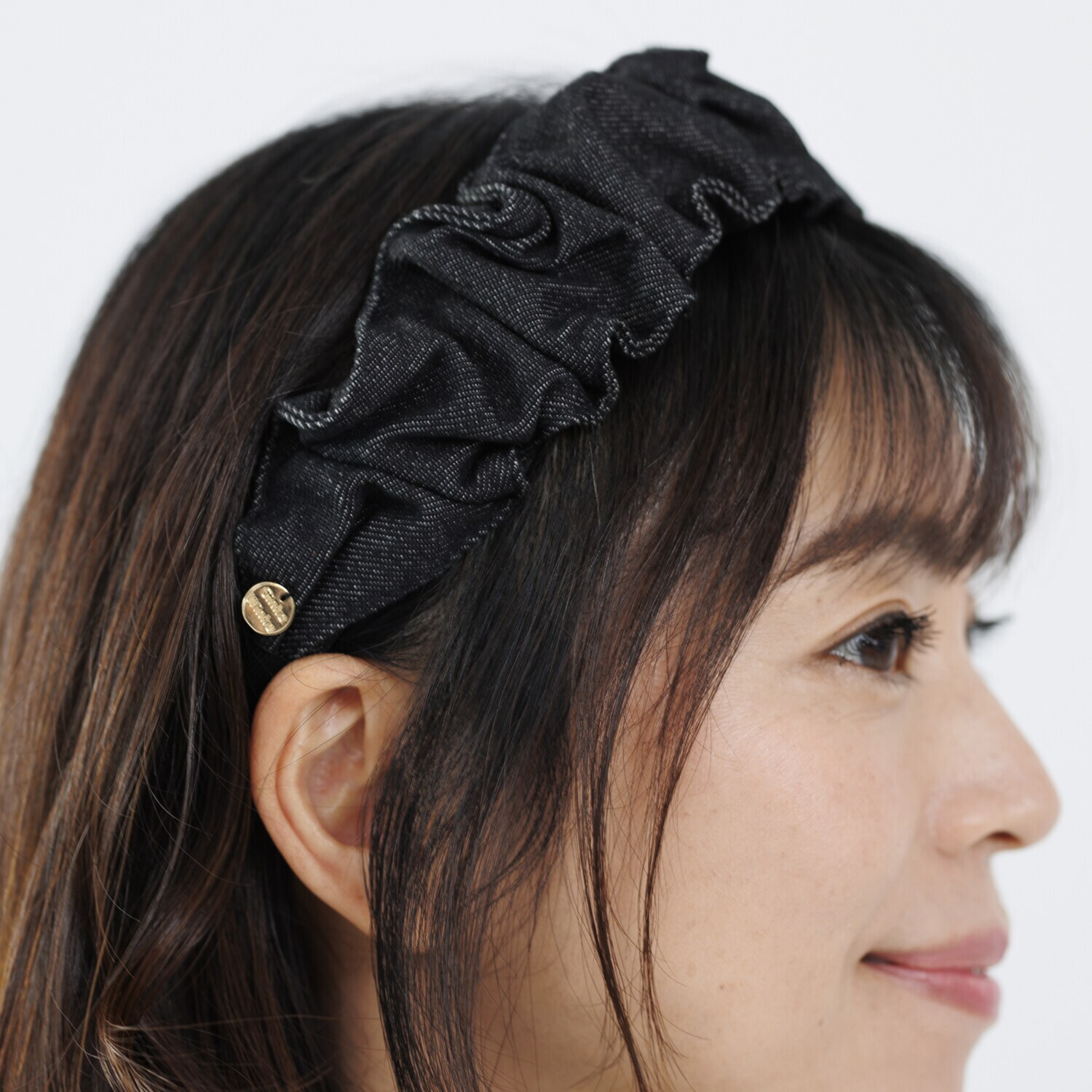 ギンカウィンカ デニムカチューシャ＆ フェイクミンク ボールクリップ