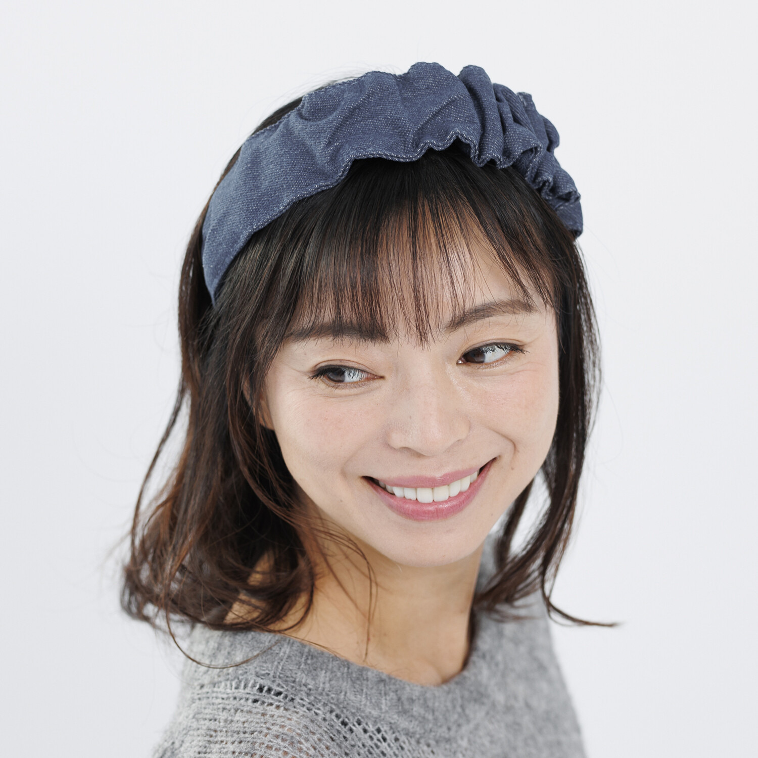 ギンカウィンカ デニムカチューシャ＆ フェイクミンク ボールクリップ