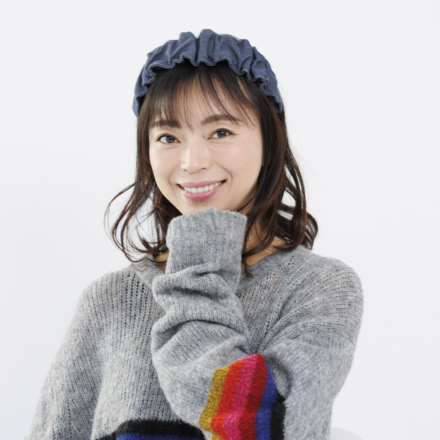 ギンカウィンカ デニムカチューシャ＆ フェイクミンク ボールクリップ