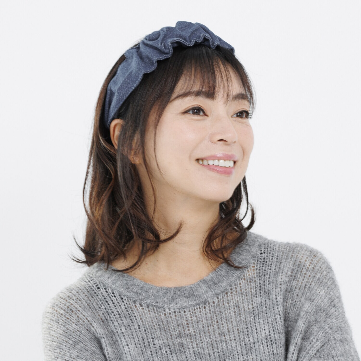 ギンカウィンカ デニムカチューシャ＆ フェイクミンク ボールクリップ