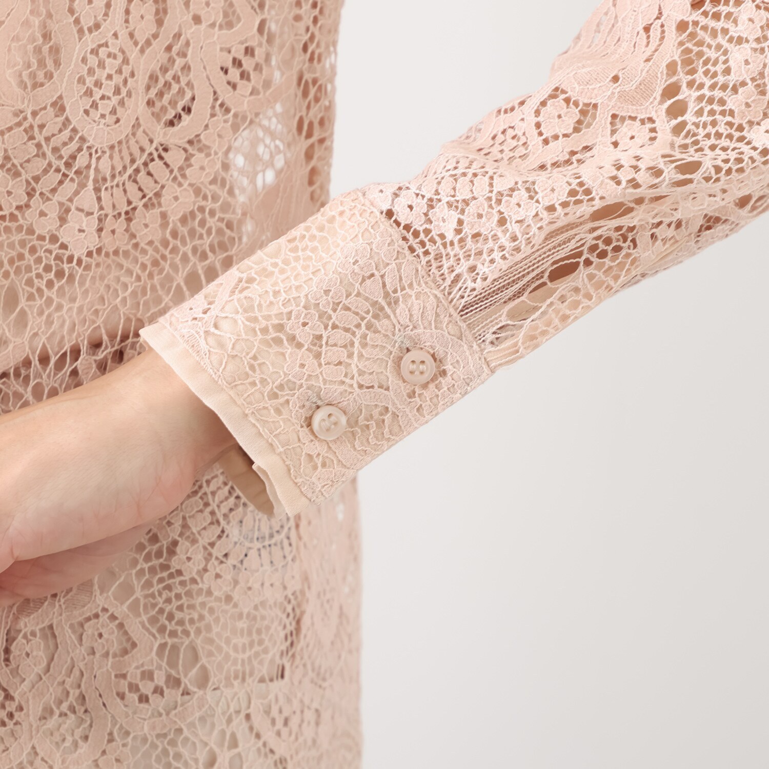 アンドスピカ キャミソール付 レースシャツブラウス