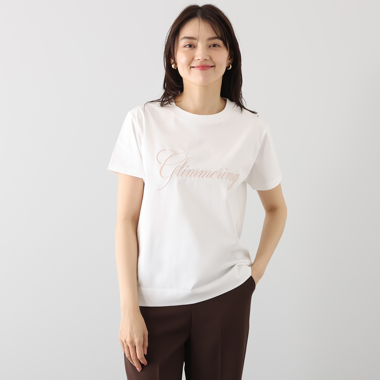 アンドスピカ 吸水速乾 エンブロイダリー コットン混プルオーバー