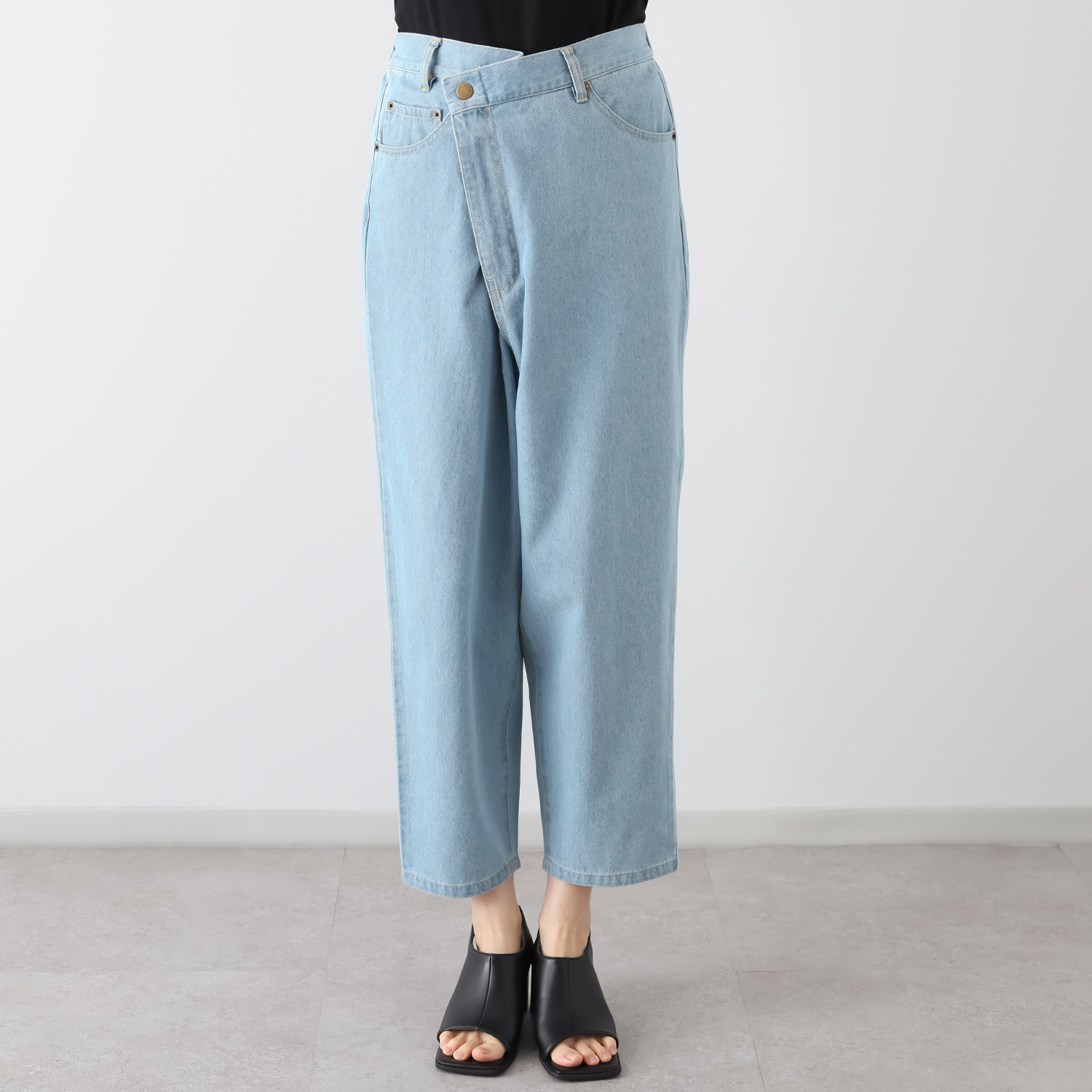 オトナノクラシ 大人かわいい ラップワイドデニムパンツ