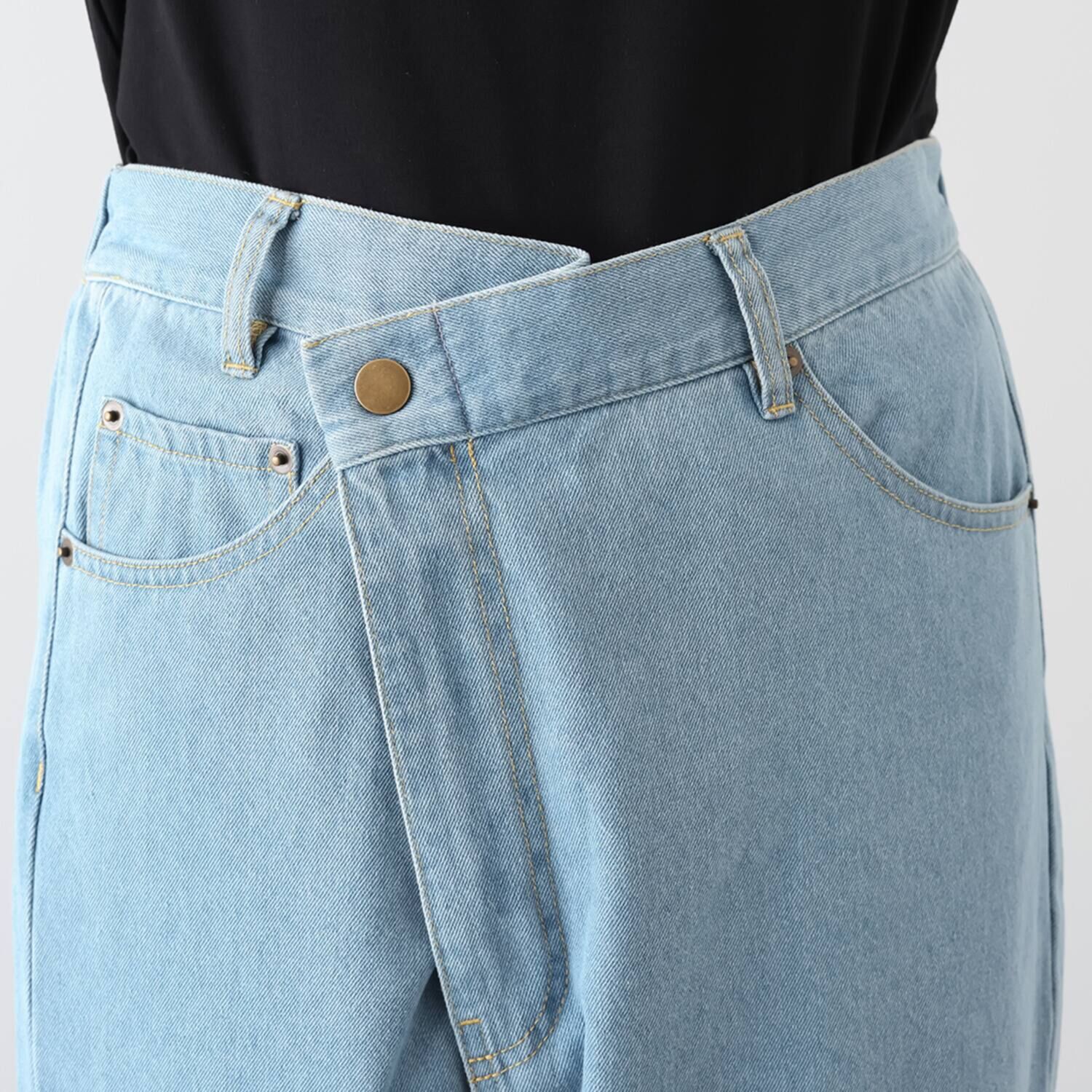 オトナノクラシ 大人かわいい ラップワイドデニムパンツ