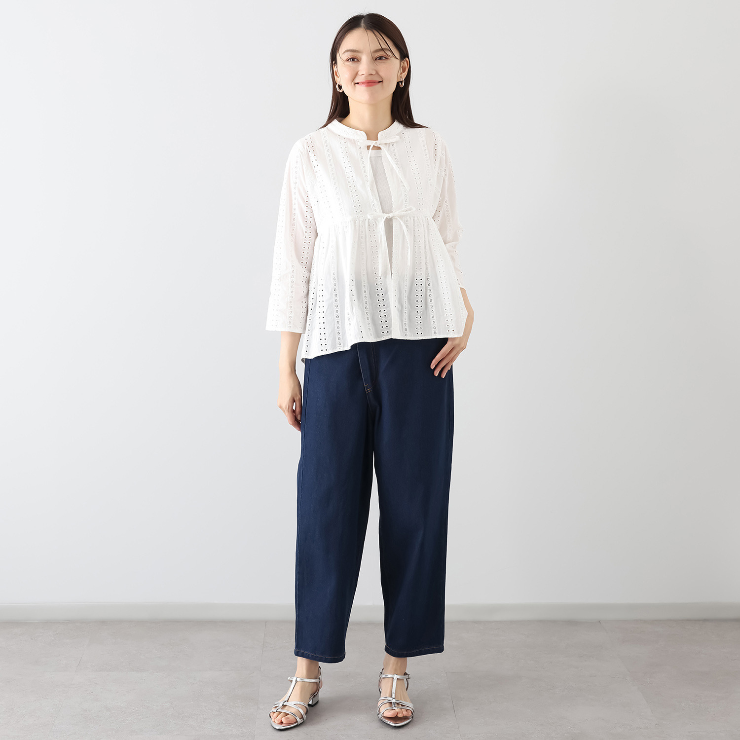 オトナノクラシ 大人かわいい ラップワイドデニムパンツ