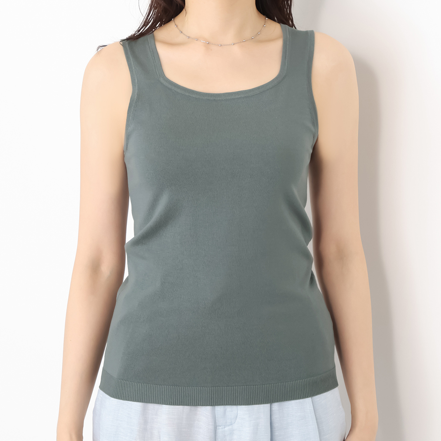 亀　恭子セレクト！ シャルルポ シルクブレンド スクエアネック ニットタンクトップ