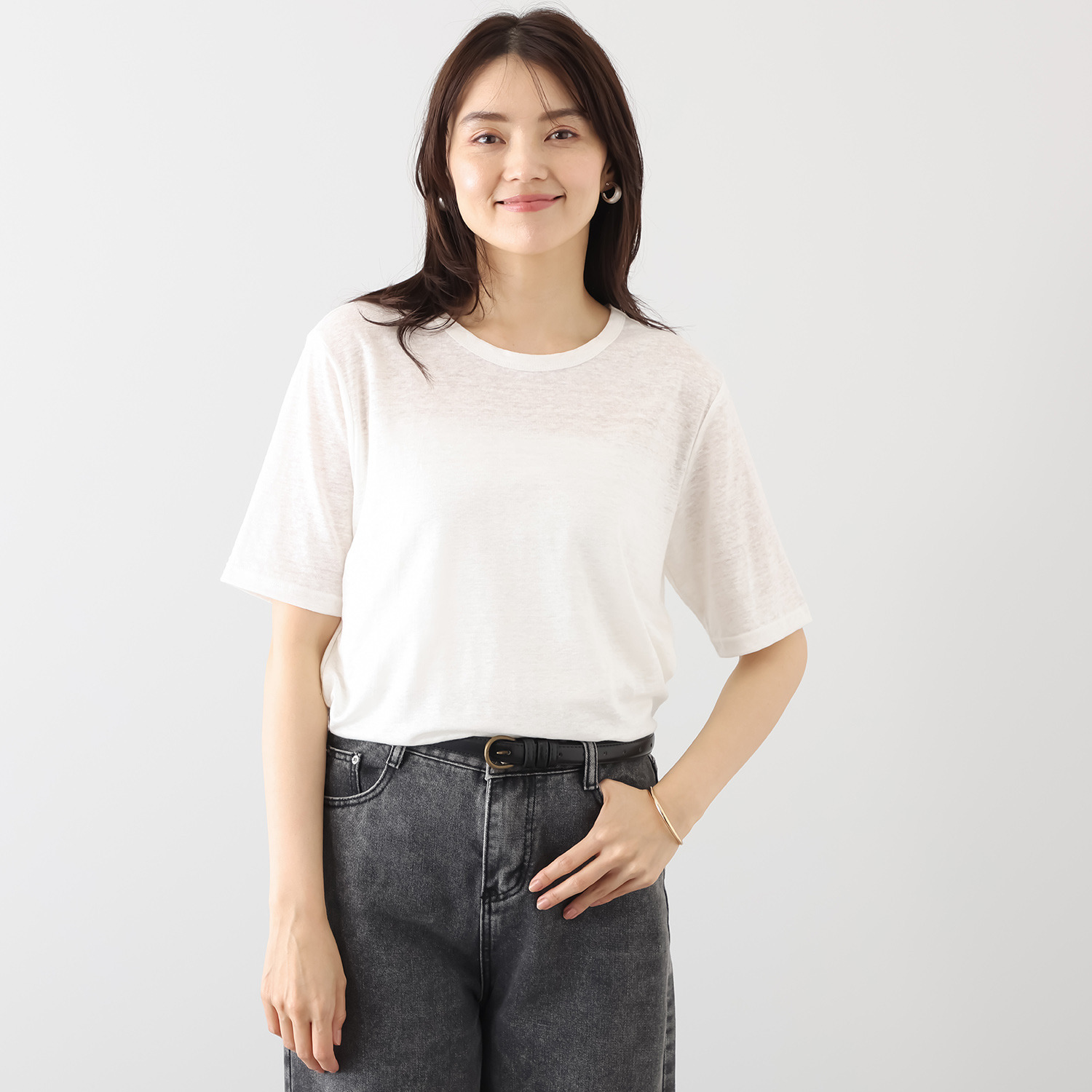 亀　恭子セレクト！ シャルルポ 日本製 トスコ社製 リネン１００％生地使用 カットソープルオーバー