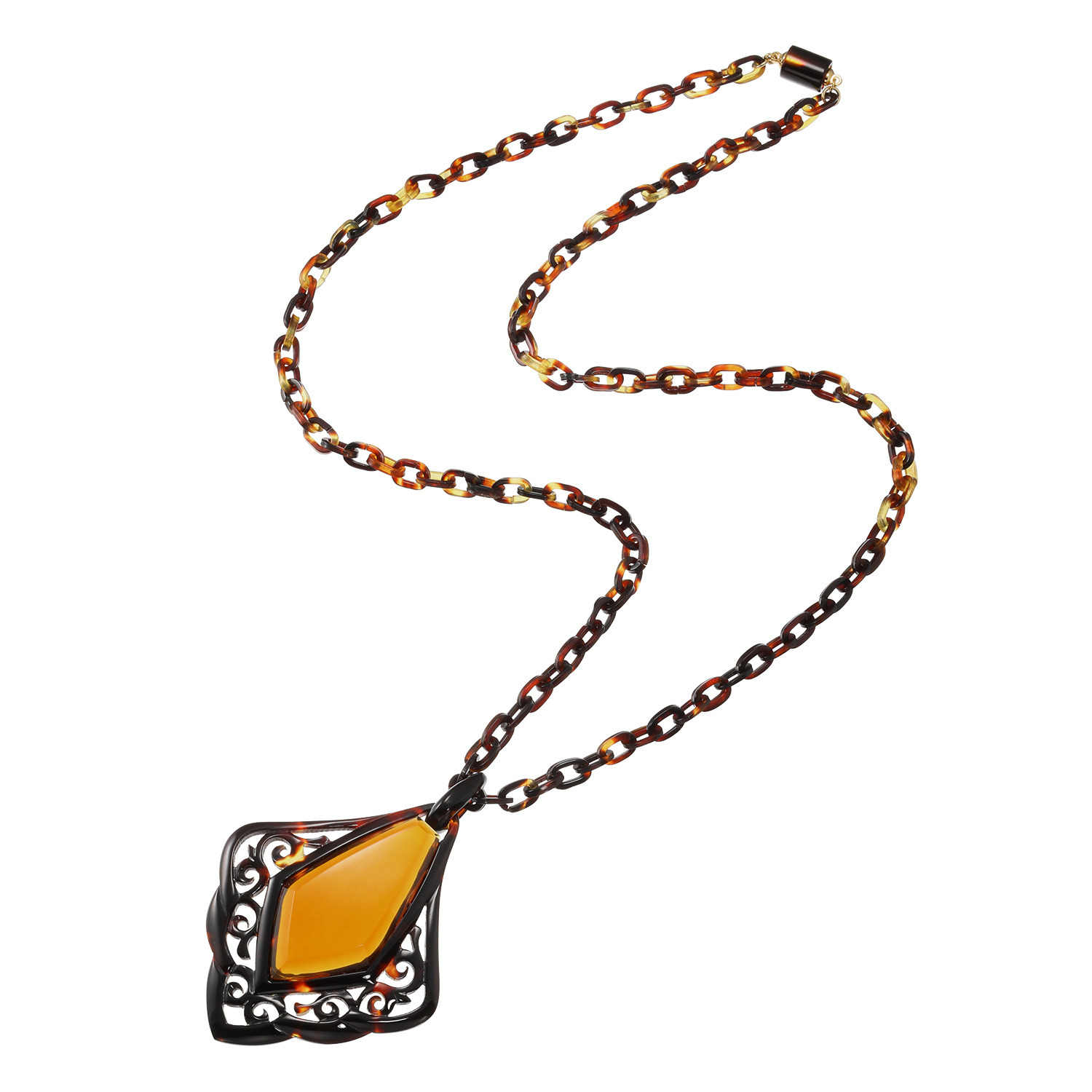 べっこう堂 本べっ甲白甲＆ 本べっ甲茨布＆無地 透かし彫り ロングペンダント