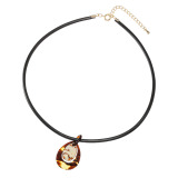 べっこう堂 本水もく＆ 本べっ甲茨布＆無地 しずくモティーフ レザーコードペンダント