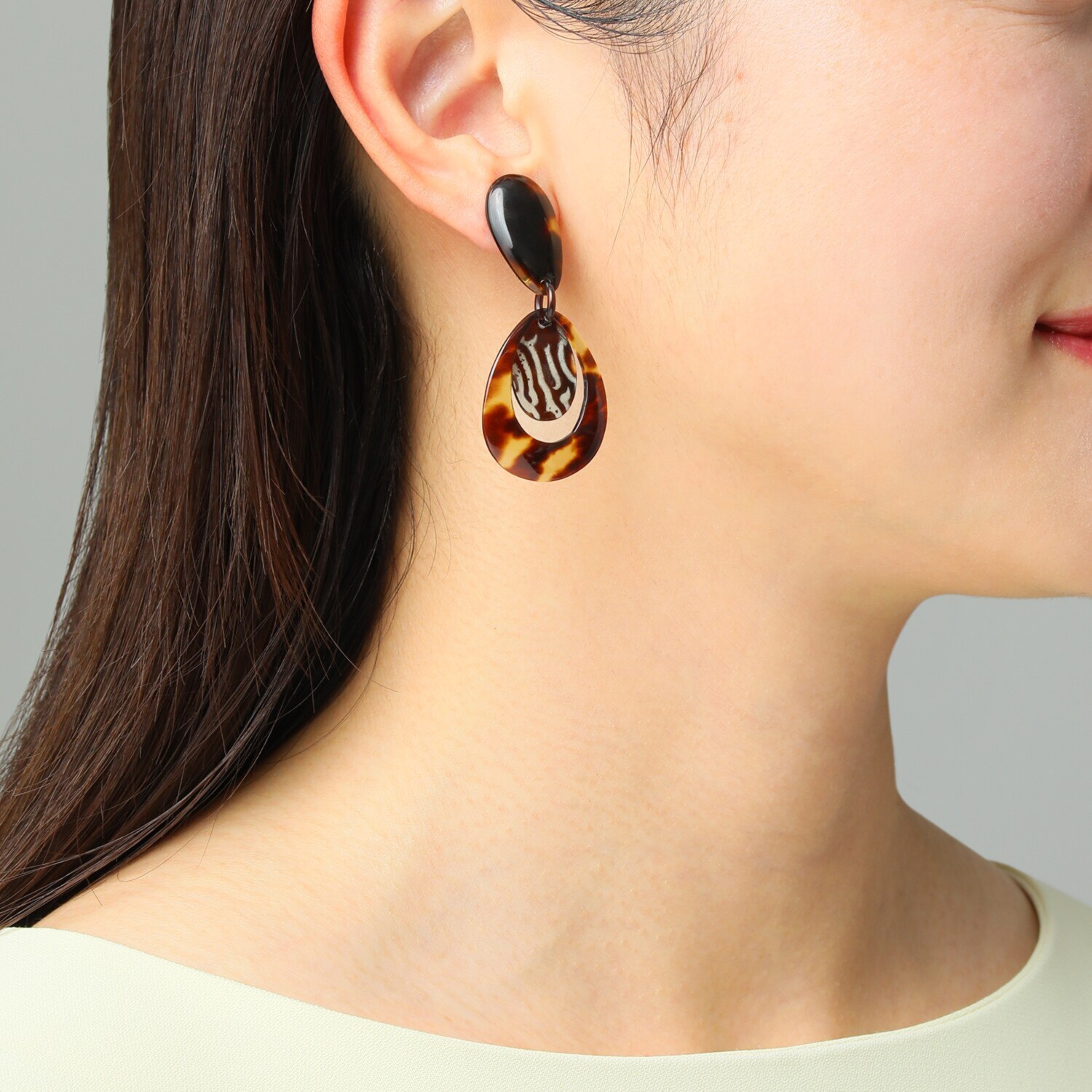 べっこう堂 本水もく＆ 本べっ甲茨布＆無地 しずくモティーフ スウィングイヤリング