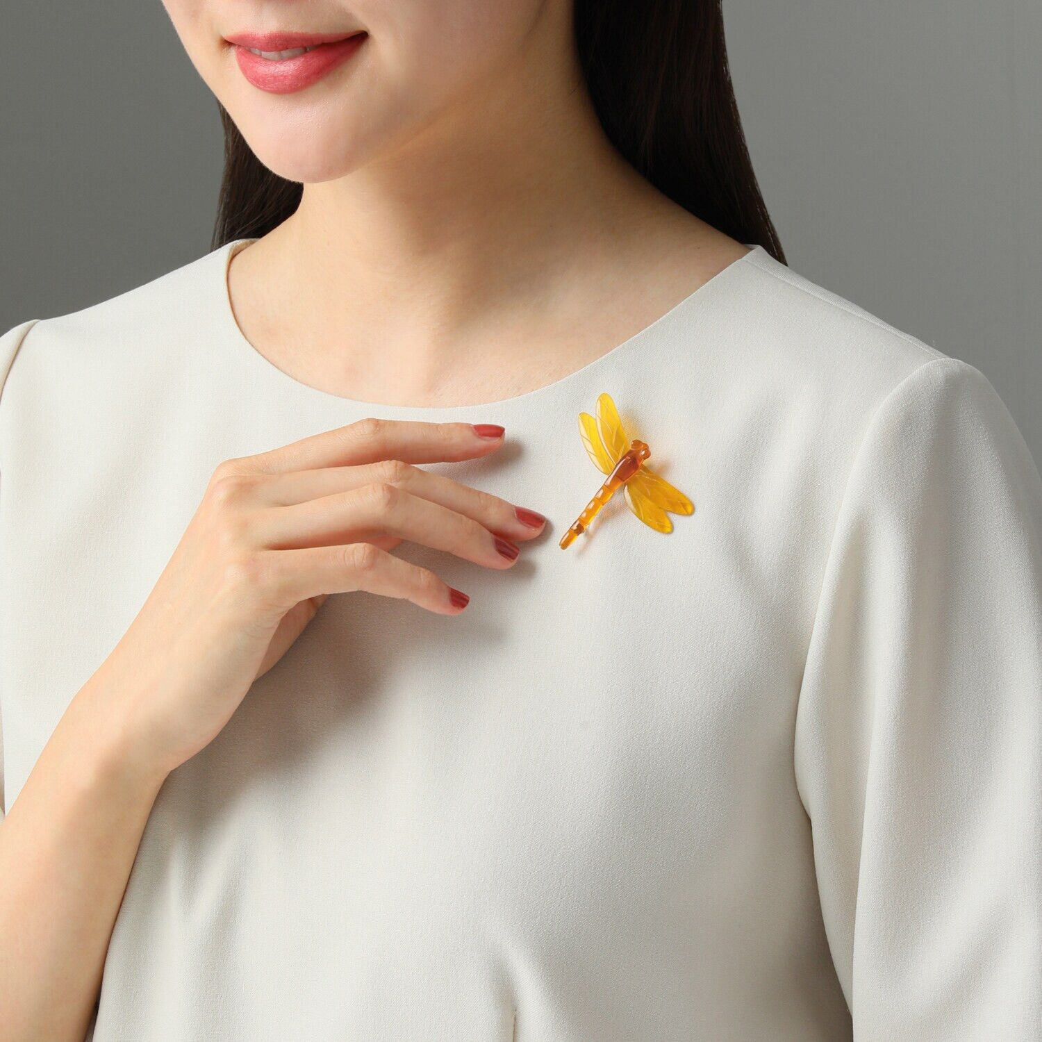 べっこう堂 本べっ甲 赤甲＆白甲 トンボブローチ