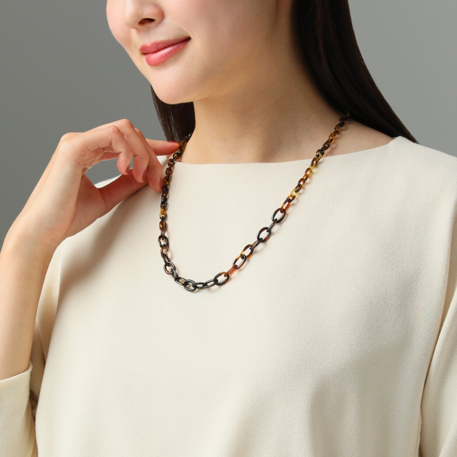 べっこう堂 本べっ甲茨布＆無地 チェーンネックレス