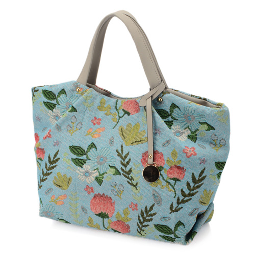 ラルジュ チャーム付 花柄ゴブラン トートバッグ