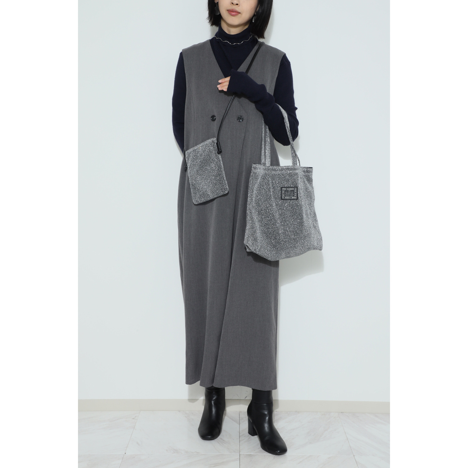 ラルジュ トートはたたんで ポシェットに収納！ バッグ２点セット