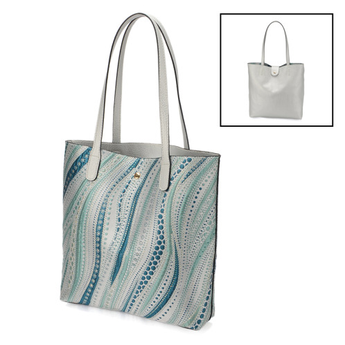 ラルジュ 波柄 リバーシブル　軽量 Ａ４トートバッグ