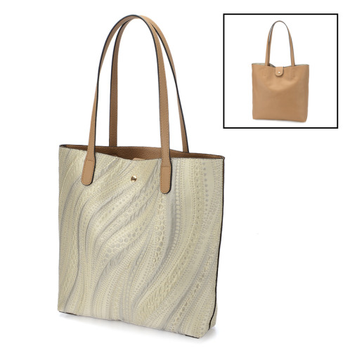 ラルジュ 波柄 リバーシブル　軽量 Ａ４トートバッグ