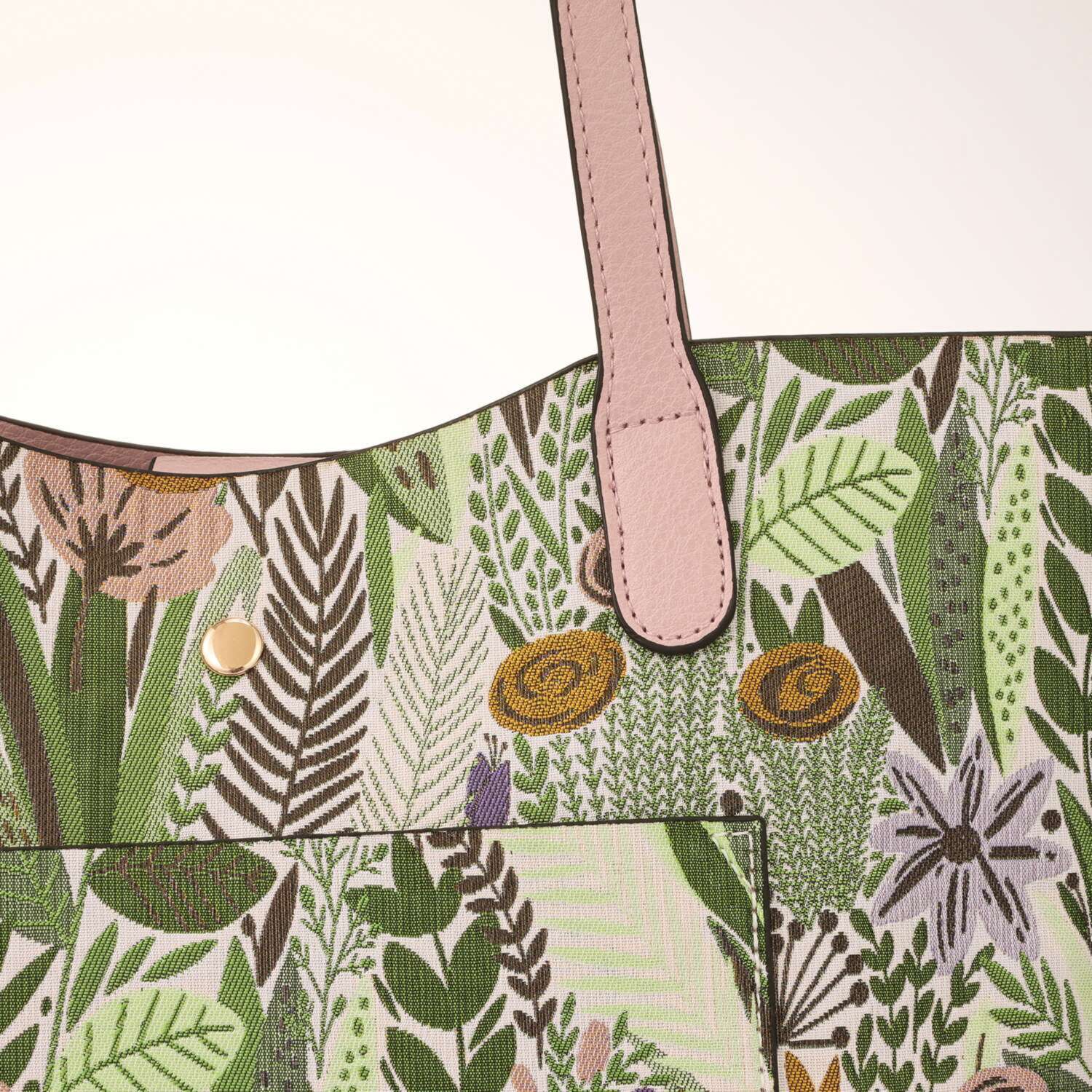 ラルジュ ボタニカルジャガード リバーシブル トートバッグ＆ ２ウェイショルダーバッグ ２点セット