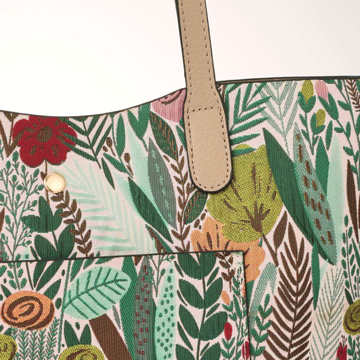 ラルジュ ボタニカルジャガード リバーシブル トートバッグ＆ ２ウェイショルダーバッグ ２点セット