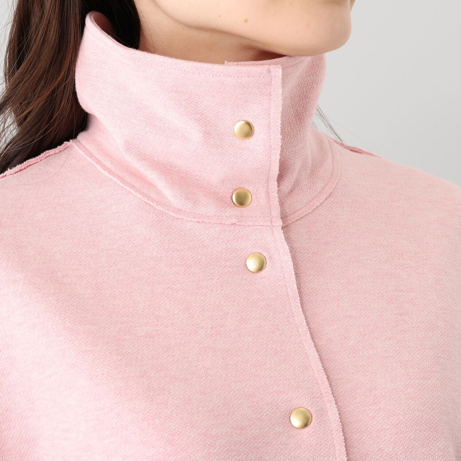 ビーウィズビー スポンジニット スタンドネック コクーンシルエット パーカー