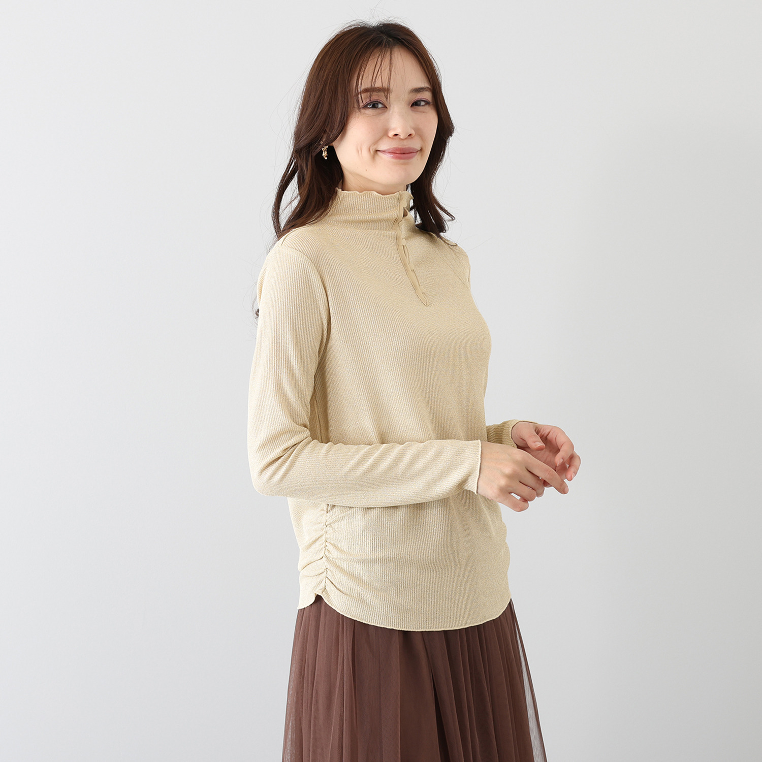 ビーウィズビー ラメ入りニット アレンジカラー キラキラプルオーバー