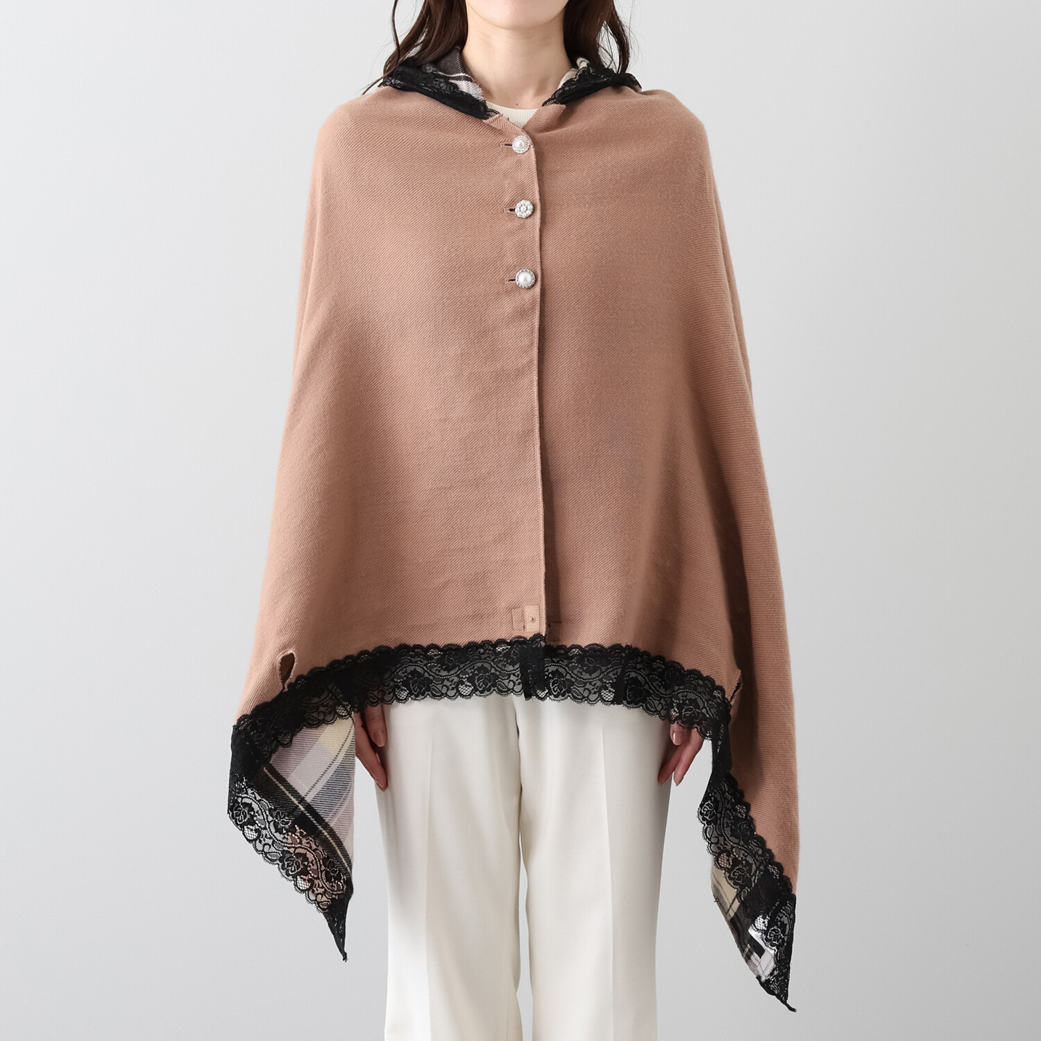 メイドバイスターズ 両面オシャレで可愛い！ あったか！ フード付き多機能 リバーシブル ボレロストール