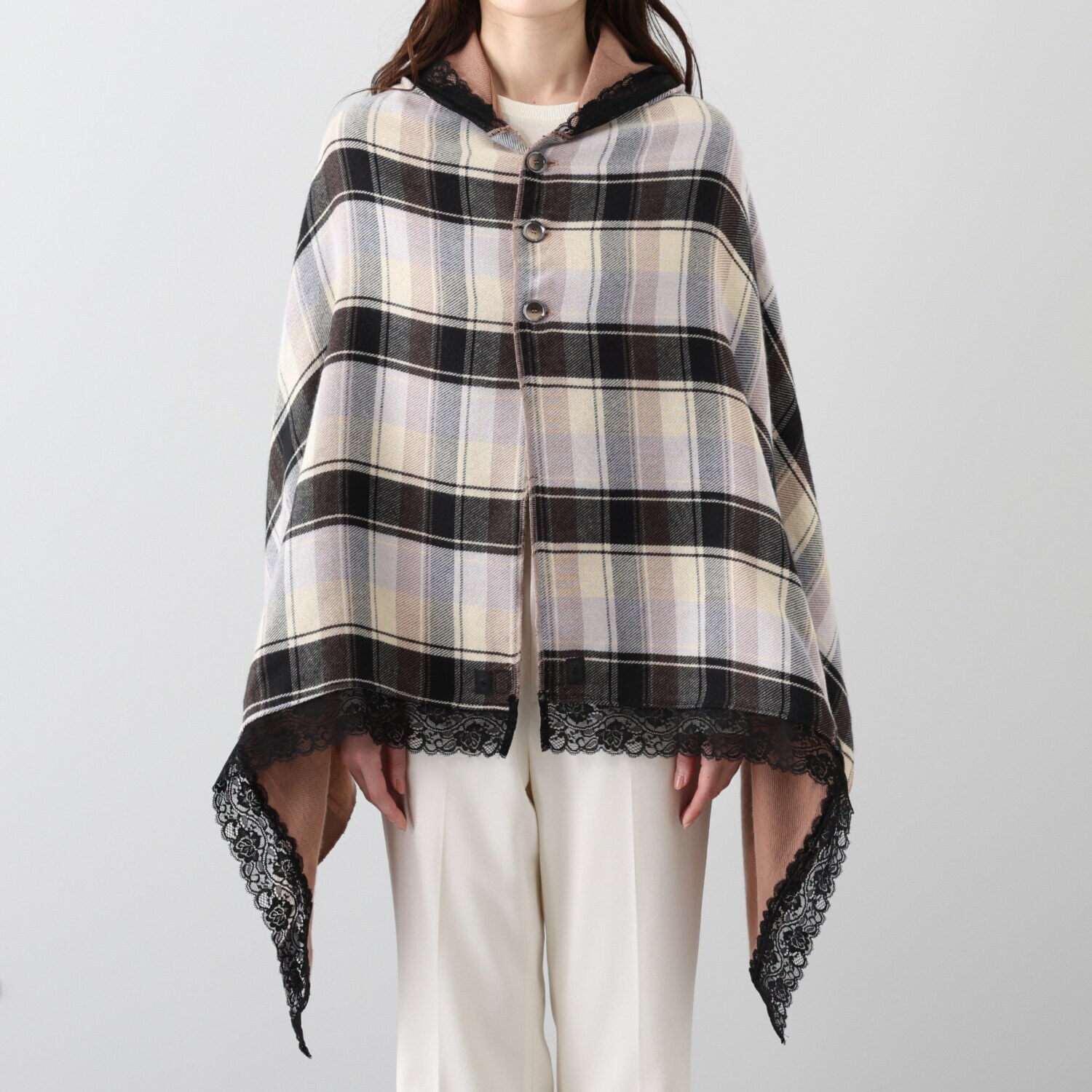 メイドバイスターズ 両面オシャレで可愛い！ あったか！ フード付き多機能 リバーシブル ボレロストール