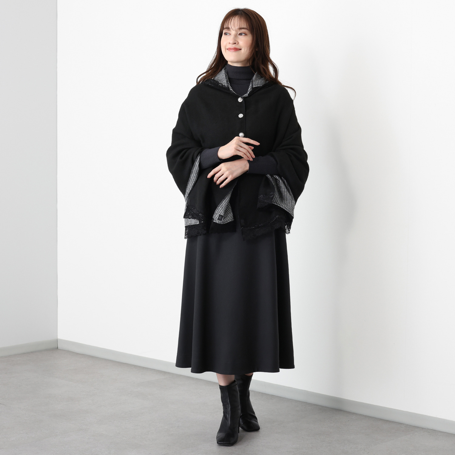 メイドバイスターズ 両面オシャレで可愛い！ あったか！ フード付き多機能 リバーシブル ボレロストール