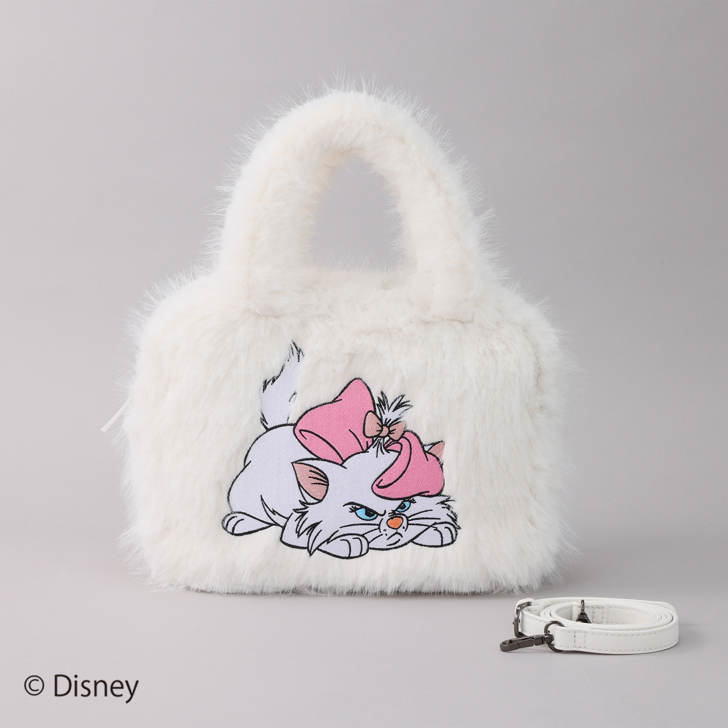 ベルモサ Ｄｉｓｎｅｙ　Ｍａｒｉｅ ふわふわフェイクファー ２ウェイ手提げバッグ ＜Ｍ＞