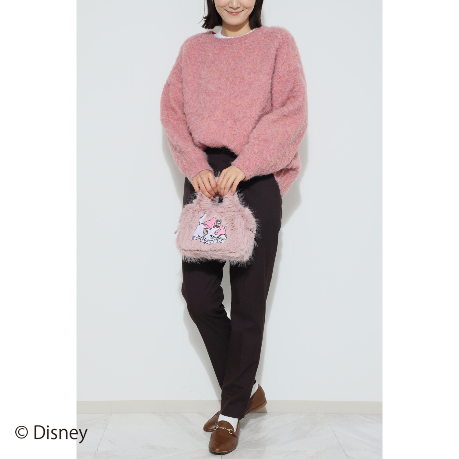 ベルモサ Ｄｉｓｎｅｙ　Ｍａｒｉｅ ふわふわフェイクファー ２ウェイ手提げバッグ ＜Ｓ＞