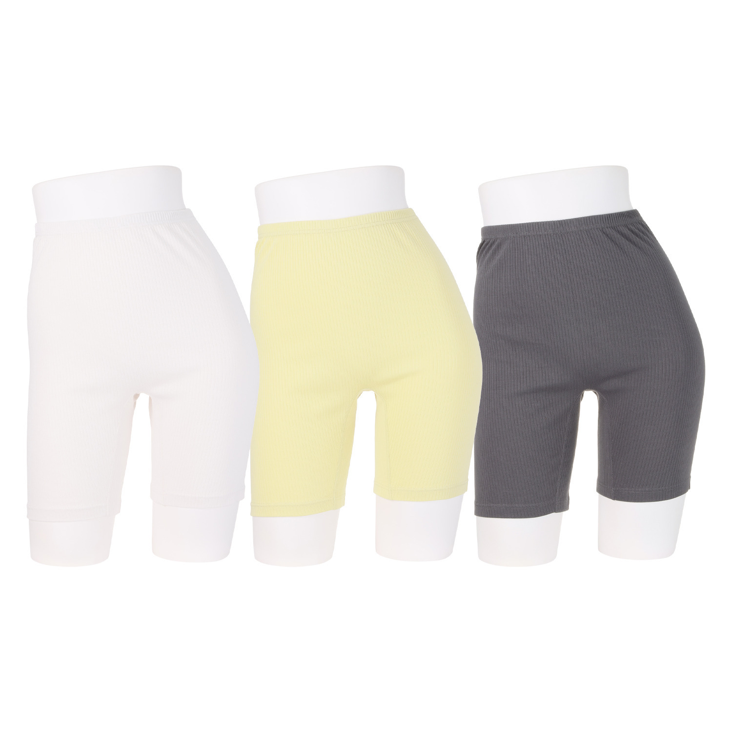 ジュエル オーガニックコットン混 ストレッチリブ編 三分丈ボトム３枚セット