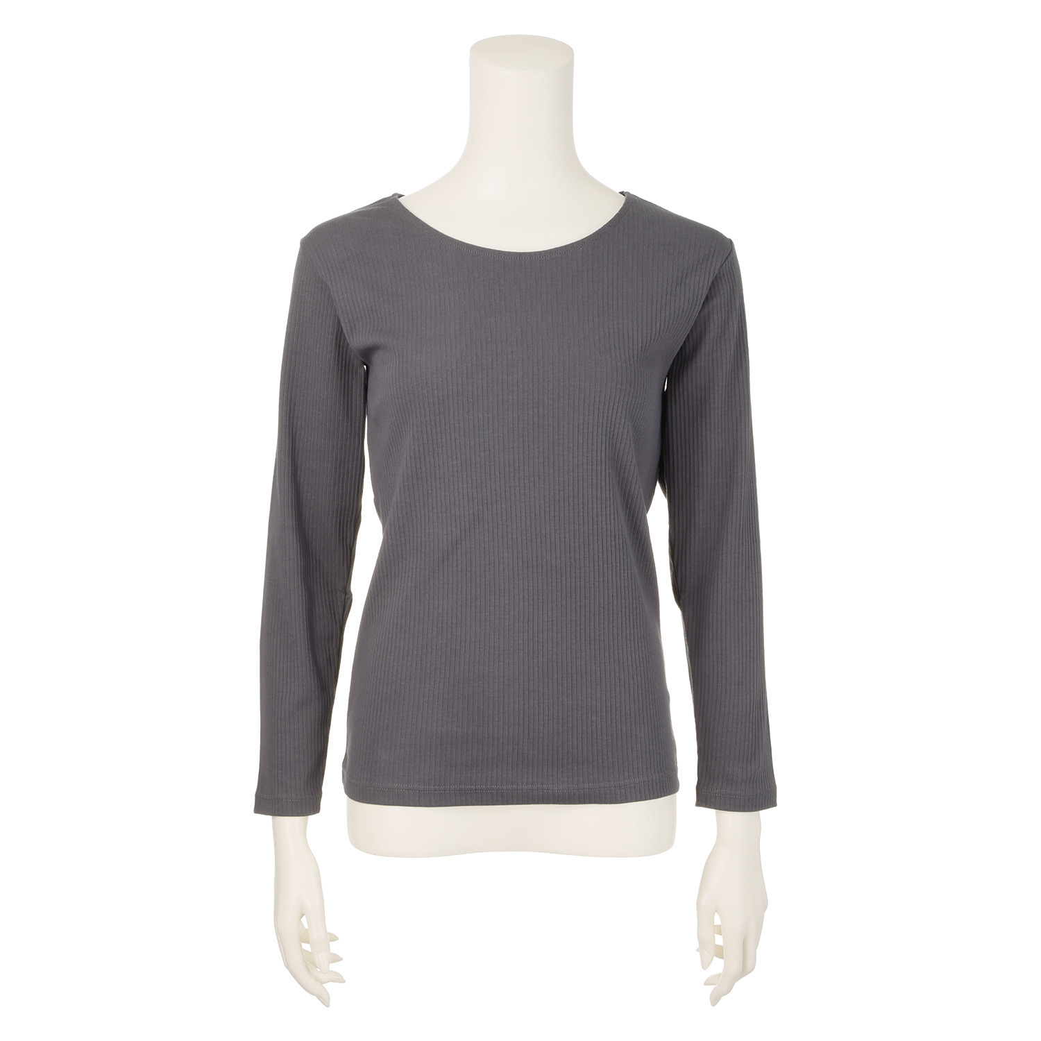 ジュエル オーガニックコットン混 ストレッチリブ編 クルーネック 長袖インナー３枚セット