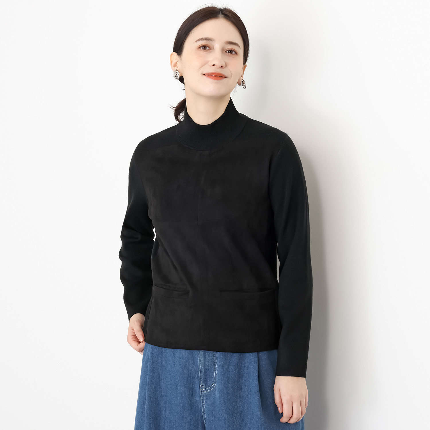 オジョウ スエード調が スローンレンジャー気分の タートルプルオーバー