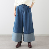 オジョウ 裾の折り返しが じゃじゃ馬ムスメな ワイドヘムデザイン デニムパンツ