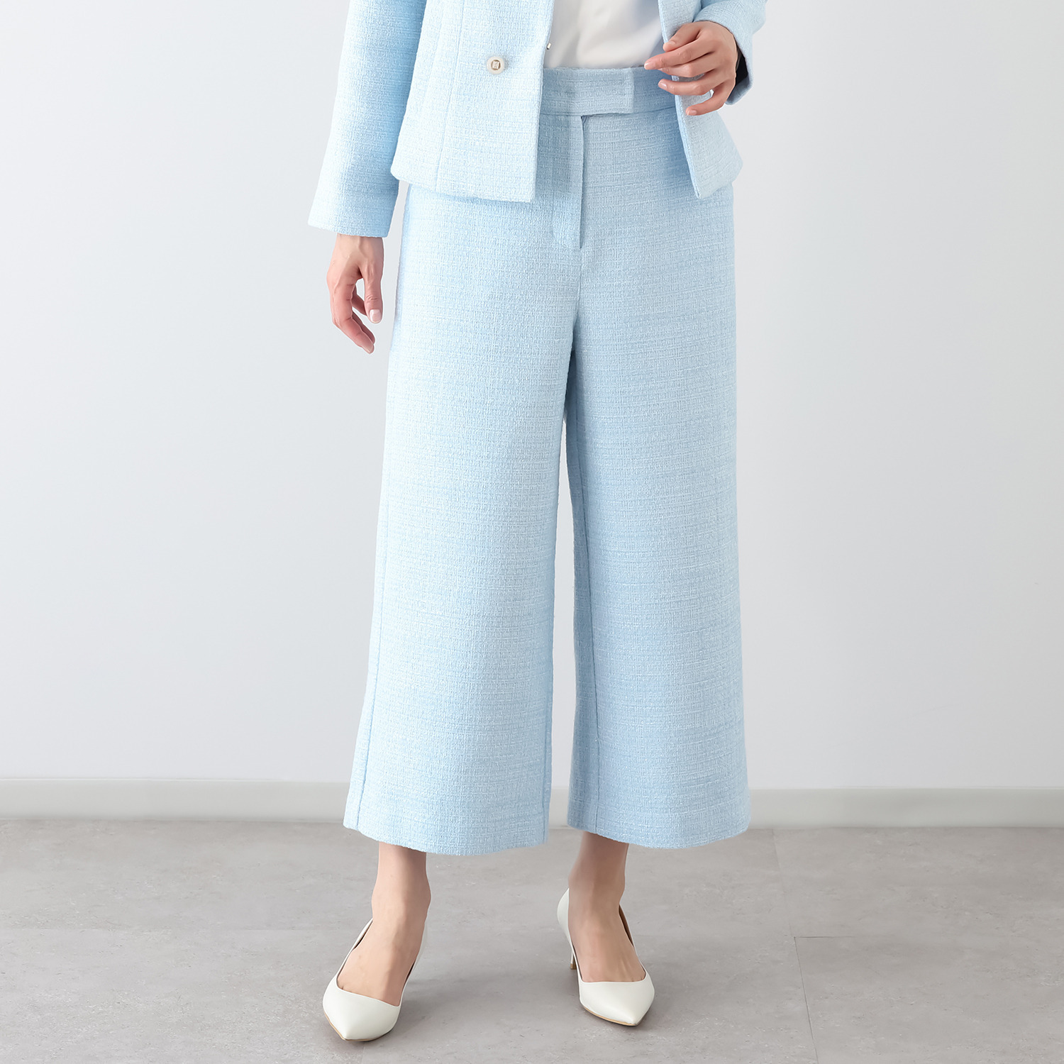 エル　ステュディオ スプリングツイード クロップトパンツ