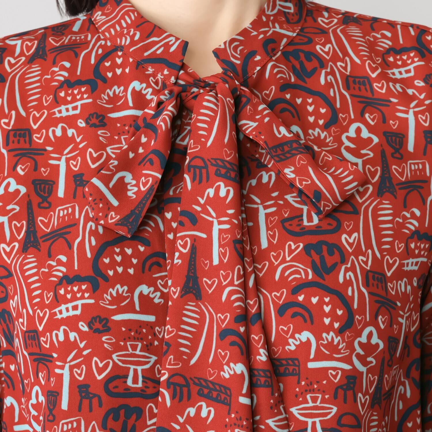 エル　ステュディオ 取り外しができる ボウタイ付ブラウス