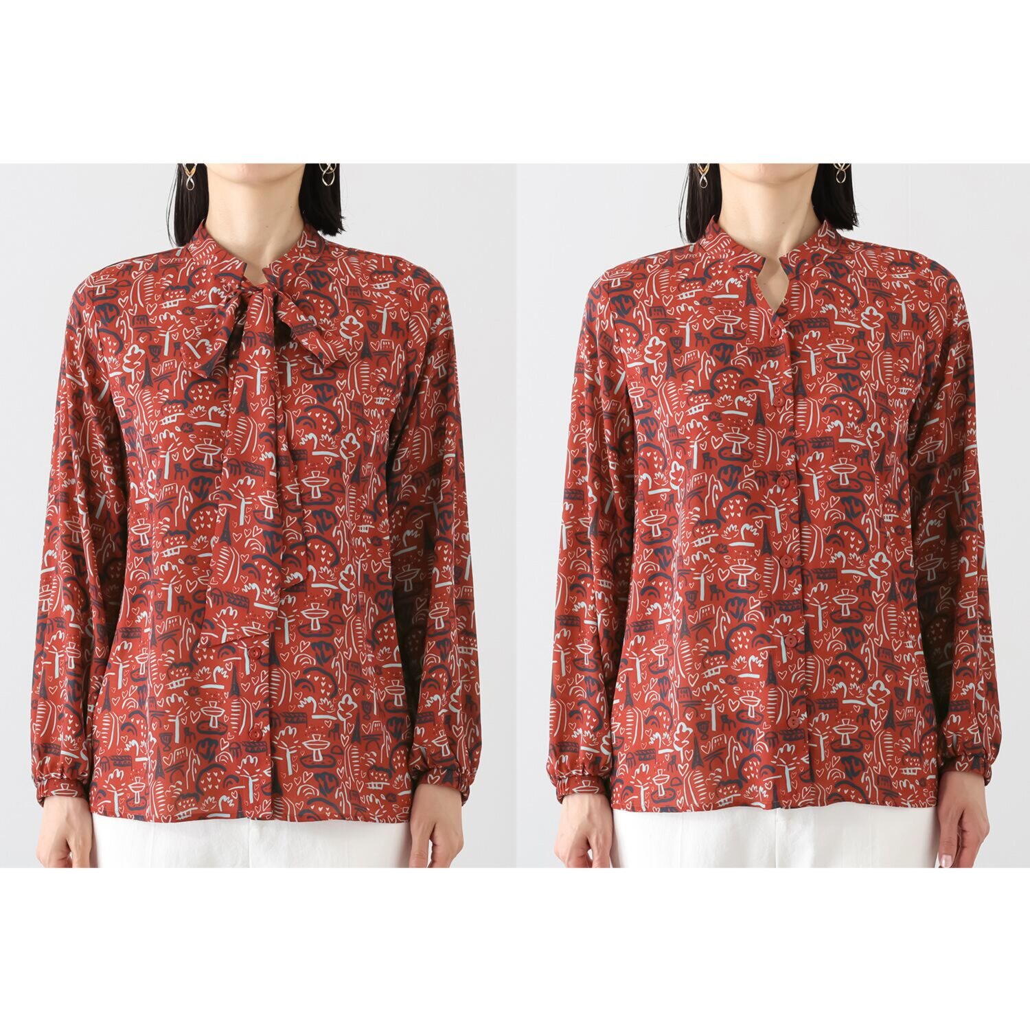 エル　ステュディオ 取り外しができる ボウタイ付ブラウス