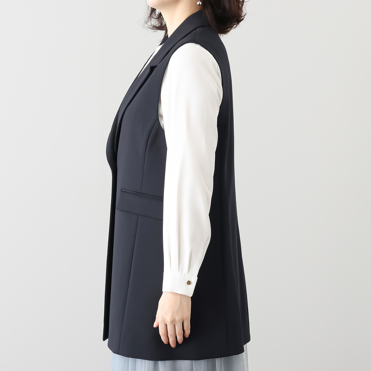 ポルトゥヴィーダ ウォッシャブル・はっ水 防汚・ニット素材 テーラードジレ