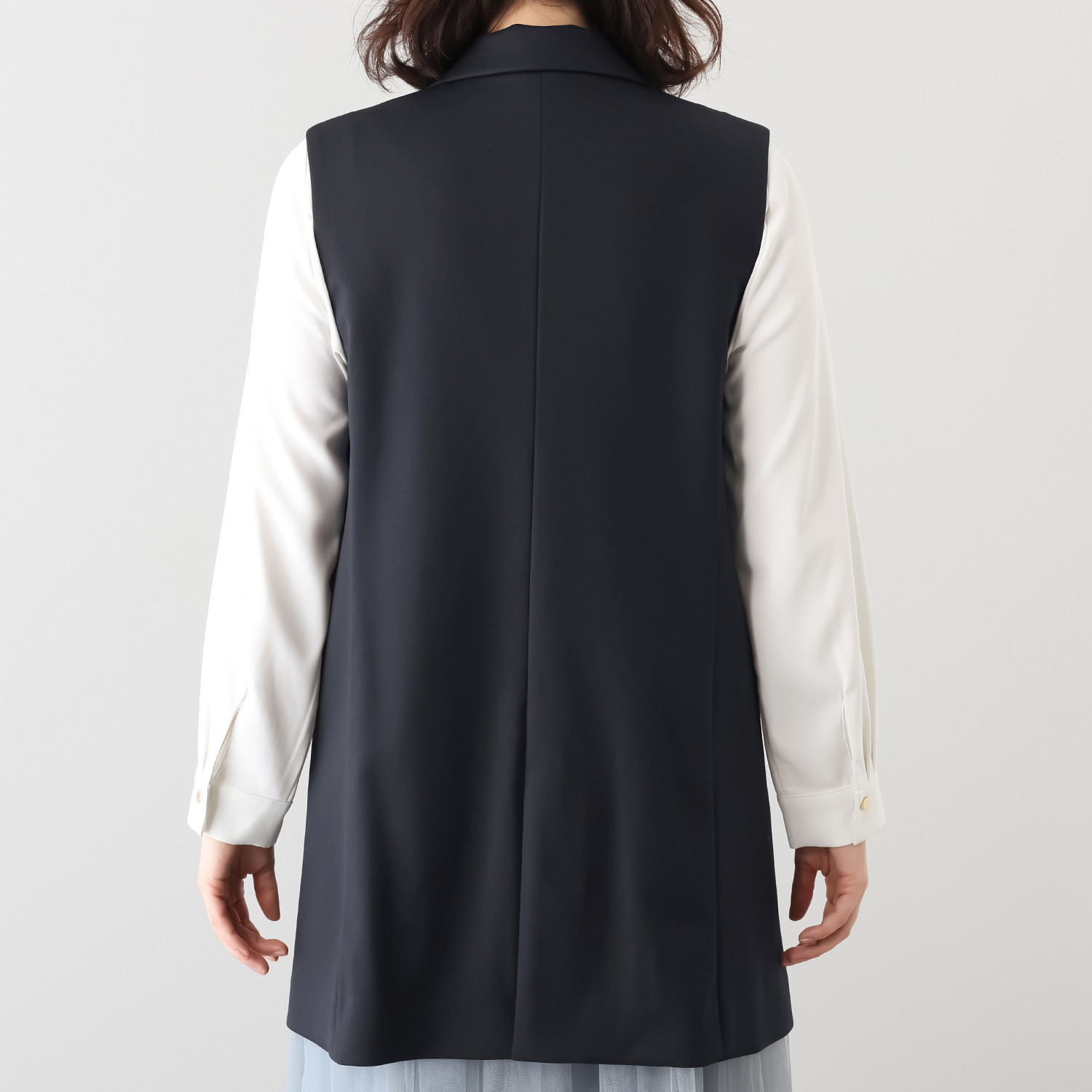 ポルトゥヴィーダ ウォッシャブル・はっ水 防汚・ニット素材 テーラードジレ