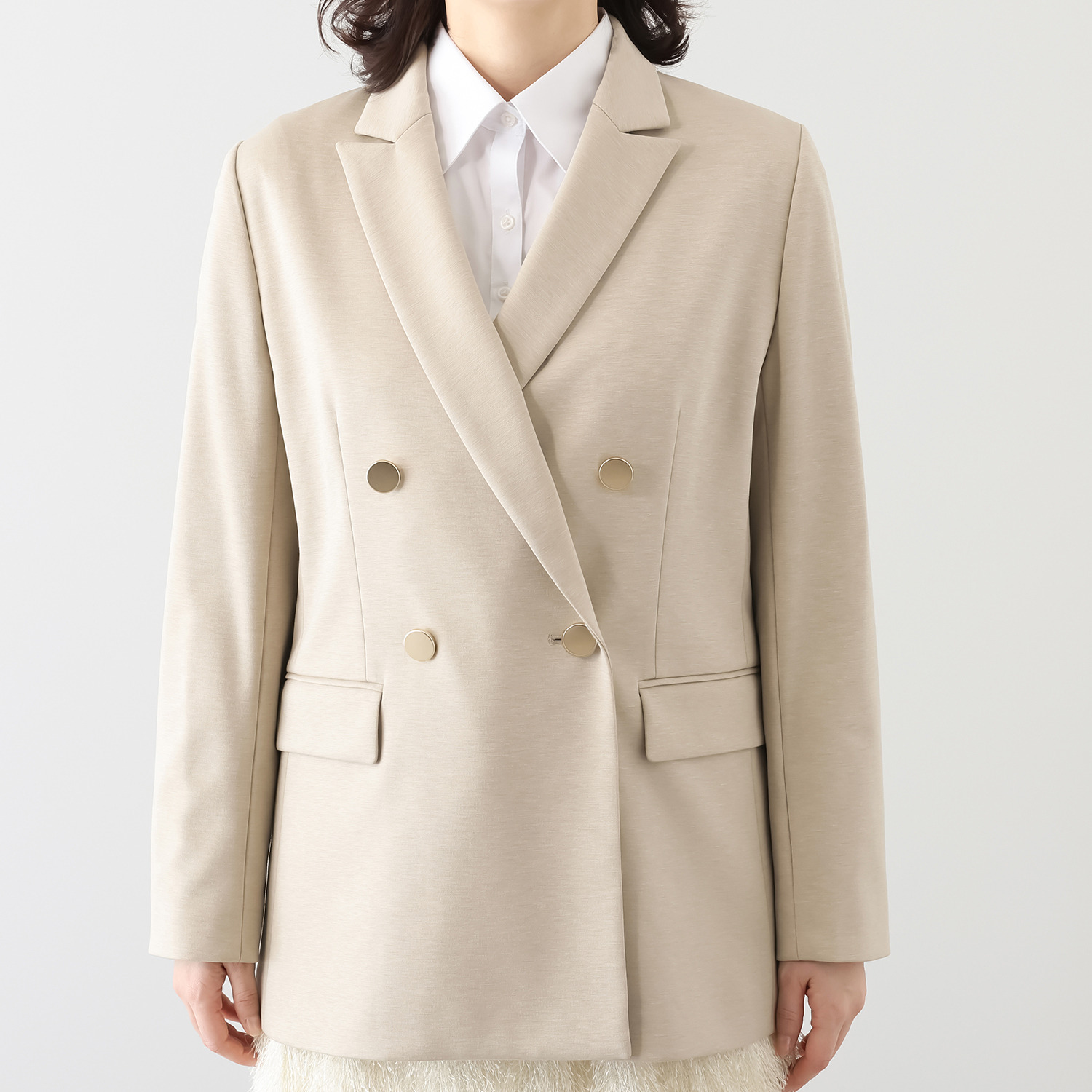 ポルトゥヴィーダ ウォッシャブル・はっ水 防汚・ニット素材 ダブルブレストブレザー