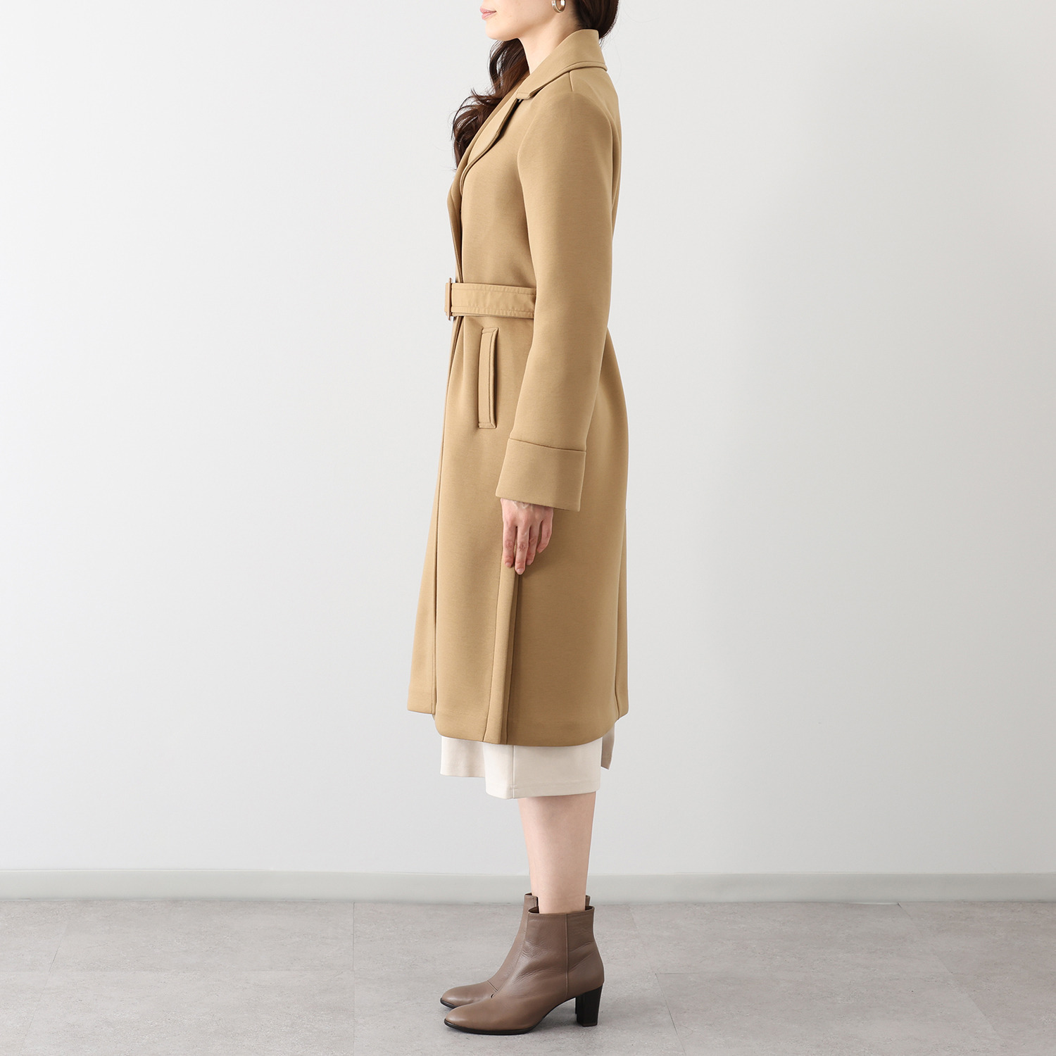 アンリック　オー　ブルー 共布ベルト付 ソフトダンボール 大人スタイリッシュな ロングトレンチコート