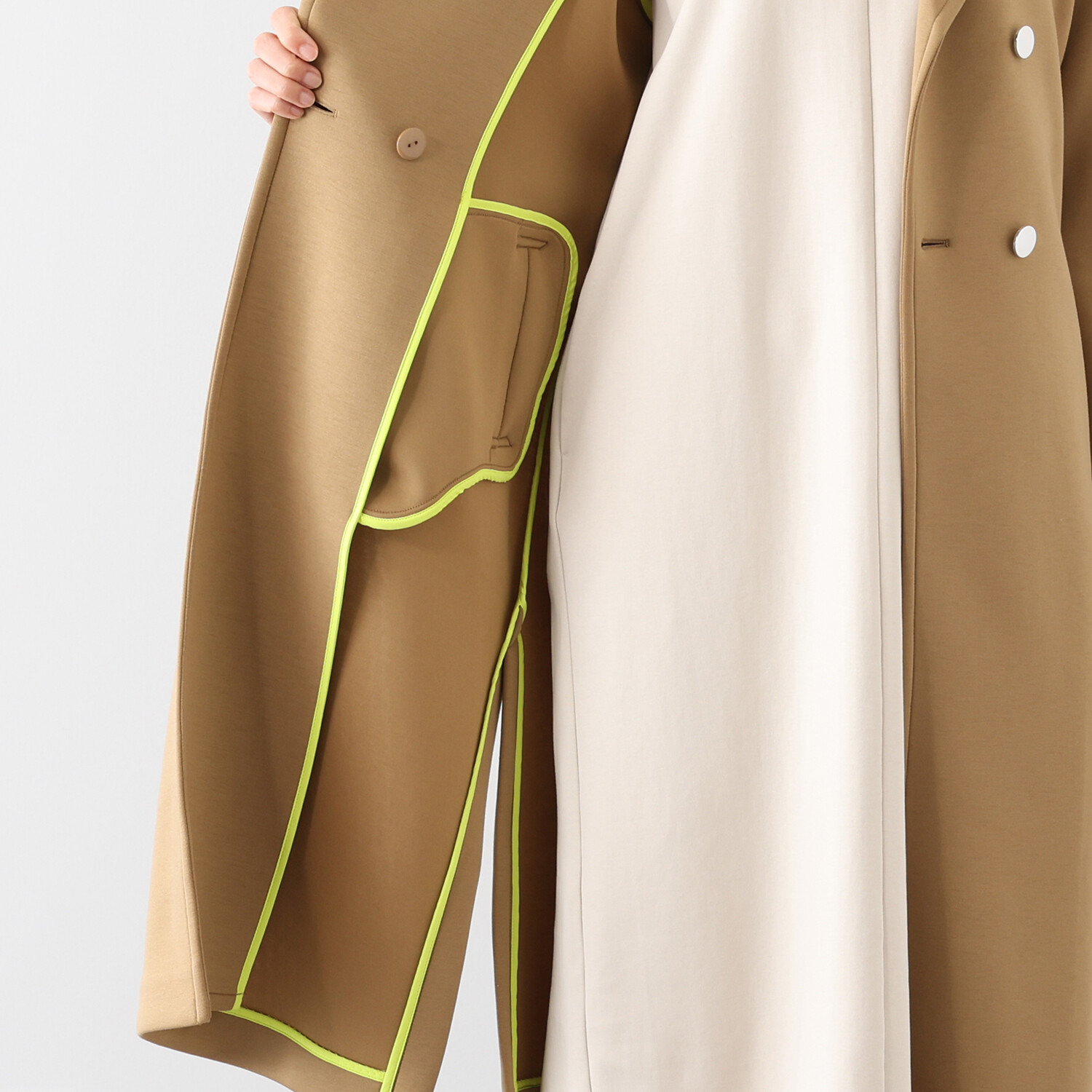 アンリック　オー　ブルー 共布ベルト付 ソフトダンボール 大人スタイリッシュな ロングトレンチコート